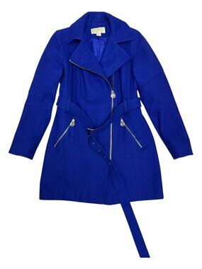 MICHAEL KORS Luxury Designer Wool Blend Winter Business Pea Coat Womens XS